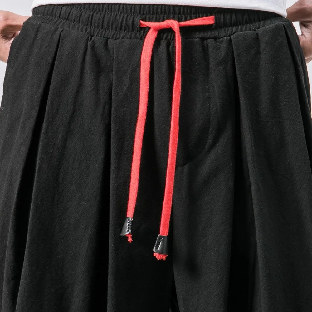 New Oversized Men Harem Pants Loose Style Cotton and Linen Sweatpants Joggers High Quality Casual Trousers Men